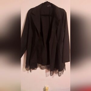 Blazer dress with lace hem